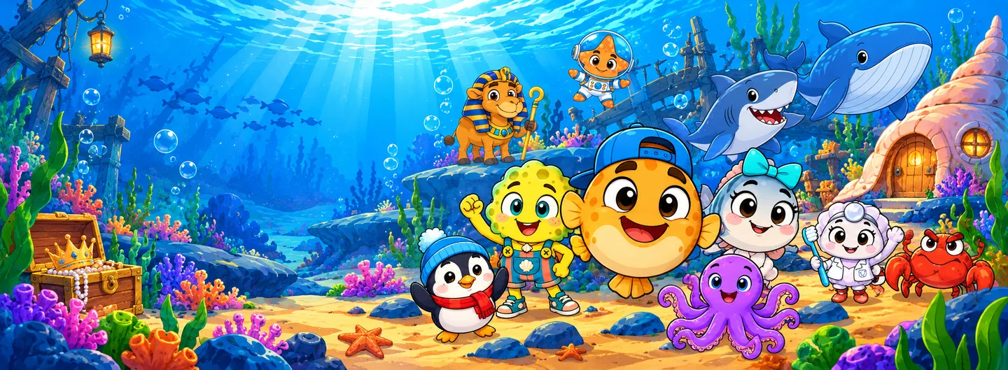 O Zé Baiacu, a Tila, o Blub e a turma do fundo do mar