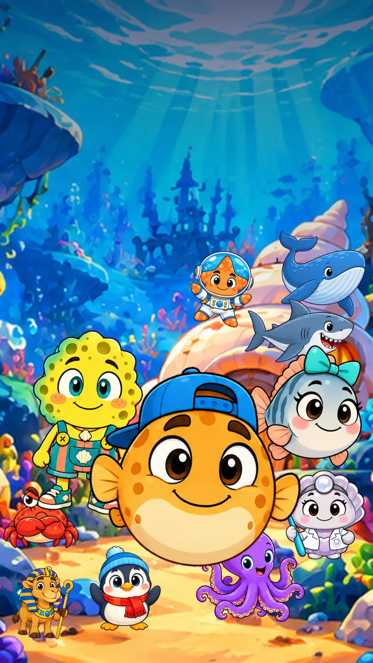 O Zé Baiacu, a Tila, o Blub e a turma do fundo do mar